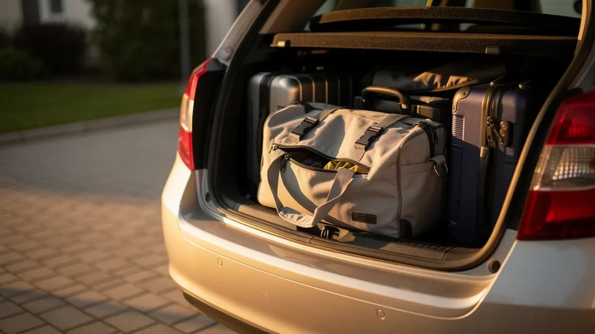 coffre de voiture charge de valises et de sacs de voyage Coffre de voiture chargé de valises et de sacs de voyage